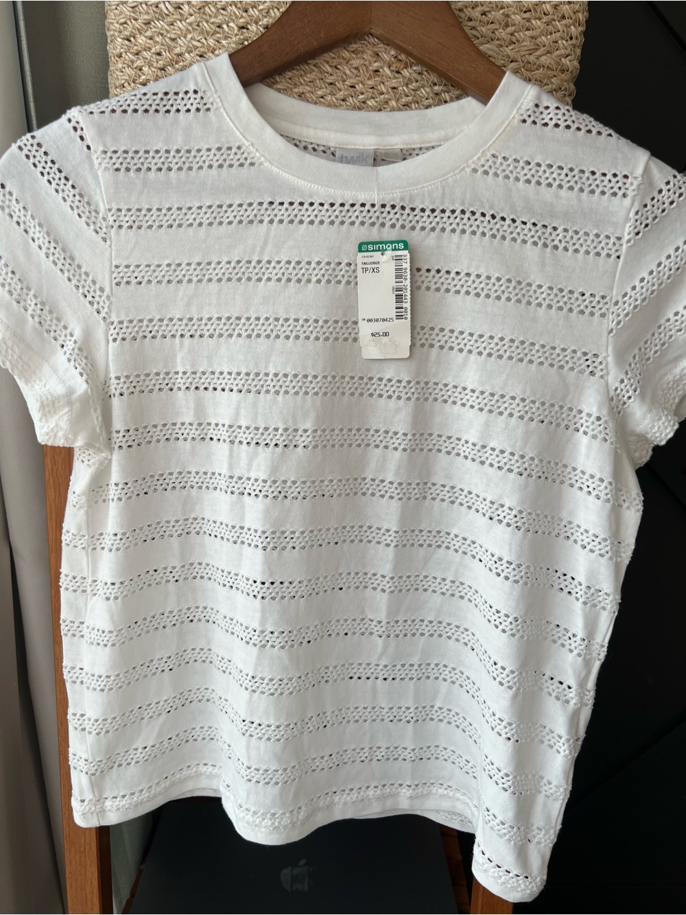 twik White Eyelet Short Sleeve Crop Top